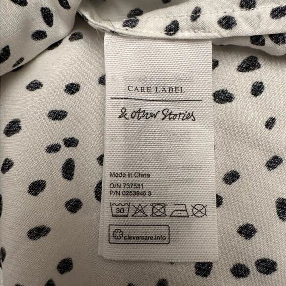 & OTHER STORIES Top Womens US Size 10 Viscose Blouse White Black Stockholm - Picture 10 of 12